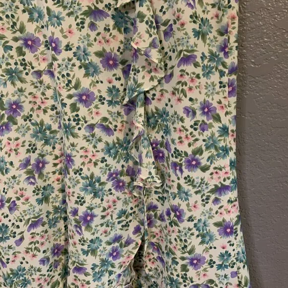 Vtg Karin Stevens Cottage Core Floral Feminine Tea Dress Rayon Size 8 - Picture 6 of 8